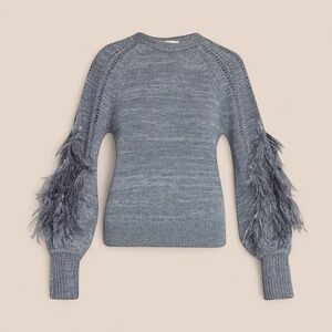 KOBI HALPERIN | Kai Feather Sweater | Grey / Gray Melange | XS Stretchy
